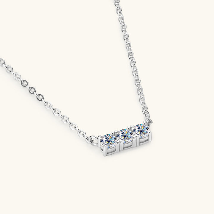 Drune | 925 Sterling Silber Eingelassene Moissanit Bar Halskette
