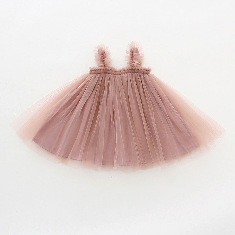 Mädchen Tüll Twirl Kleid mit Rüschen-Trägern Drune