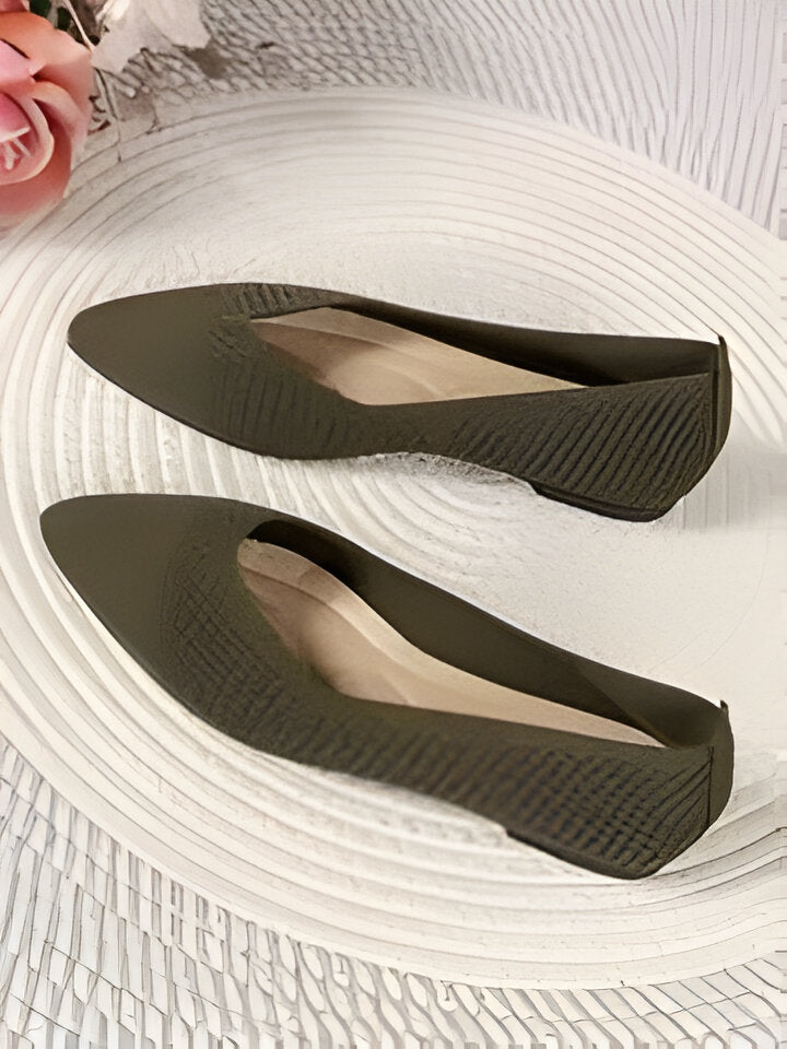 Drune | Damen Mode Flache Schuhe, Lässig Pointed Toe Knit Flats