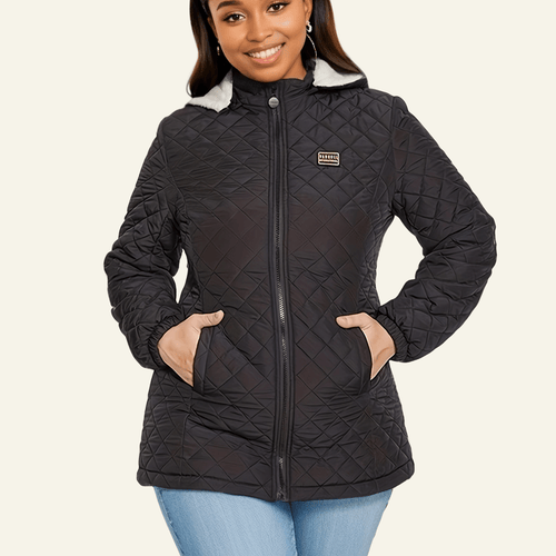 Drune | Elegante Steppjacke mit Kapuze in Übergröße