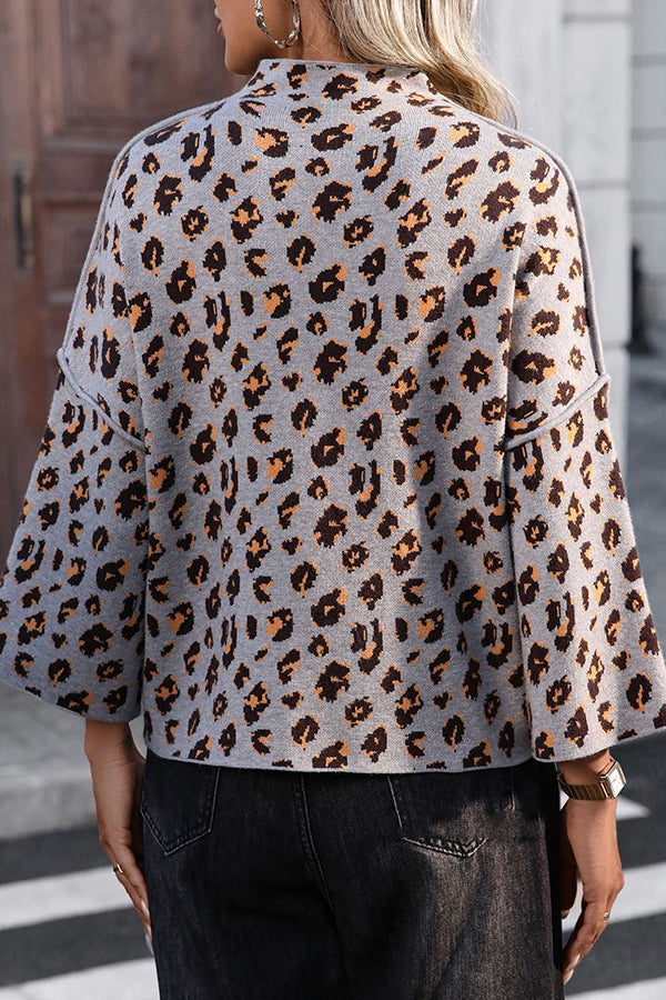 Drune | Strickpullover mit Leopardenmuster und lockerem Rollkragen