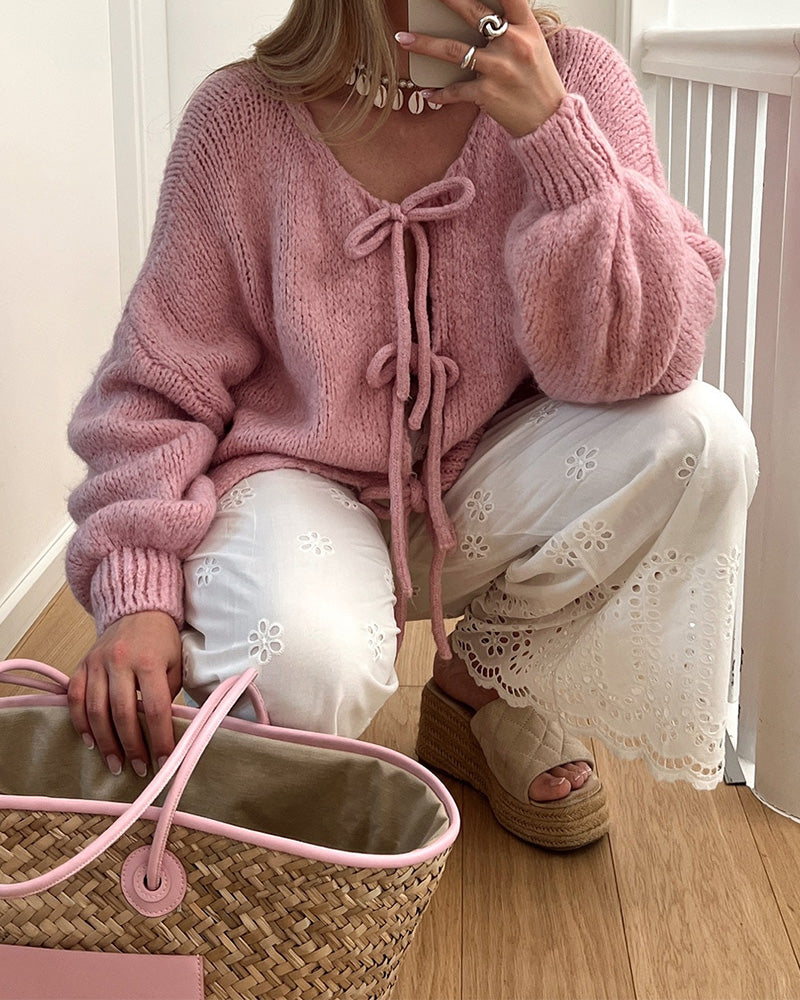 Drune | Strickjacke mit Schnürung Im Lazy Stil