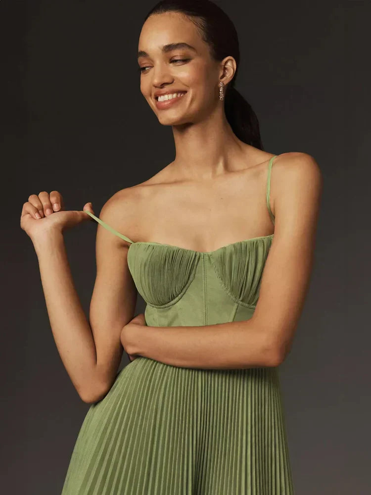 Drune | Midi Ärmellos Kleid Mit Gefälteltem Tüll-Bustier