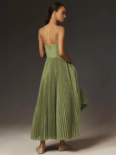 Drune | Falten Korsett Midi-Kleid für Damen