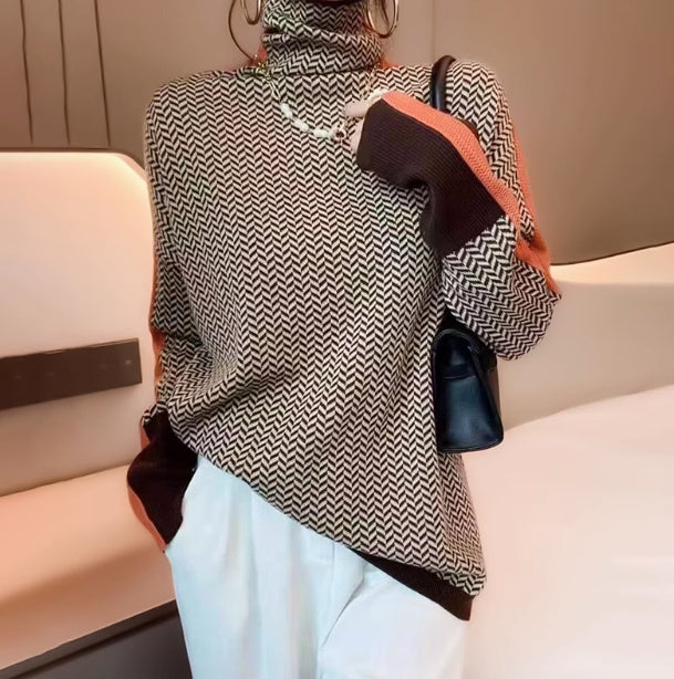 Drune | Rollkragenpullover im Farbblockdesign