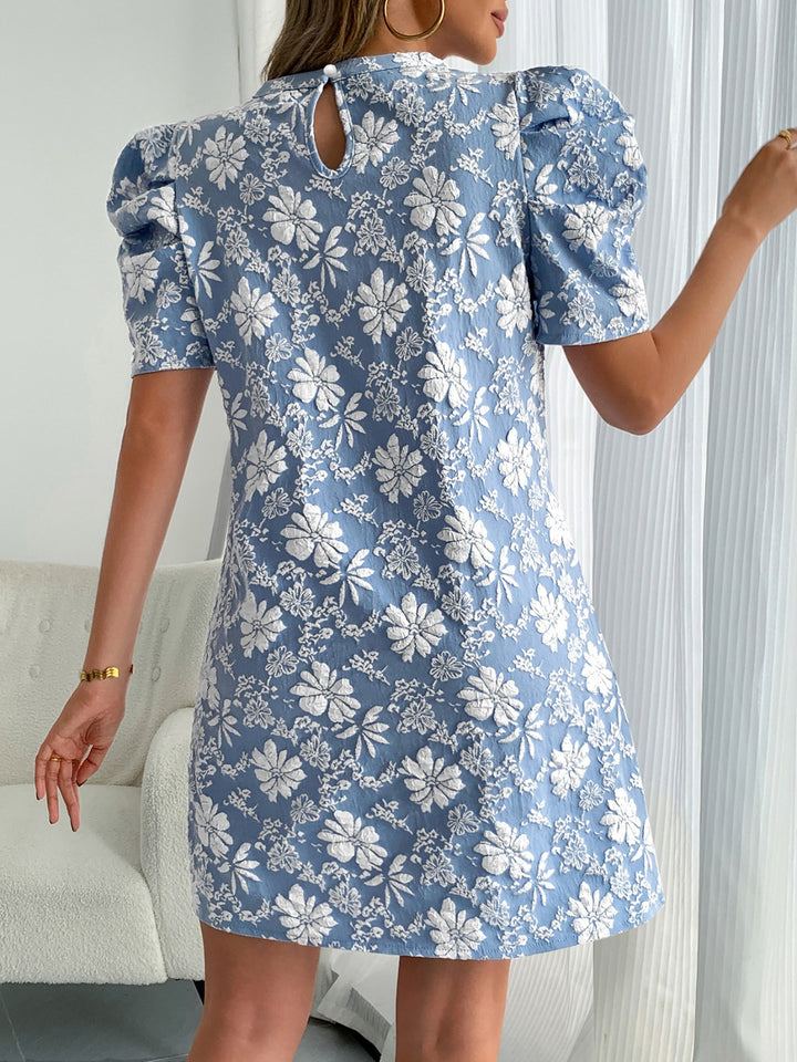 Drune | Jacquard-Kleid mit Blasenärmeln und Textur