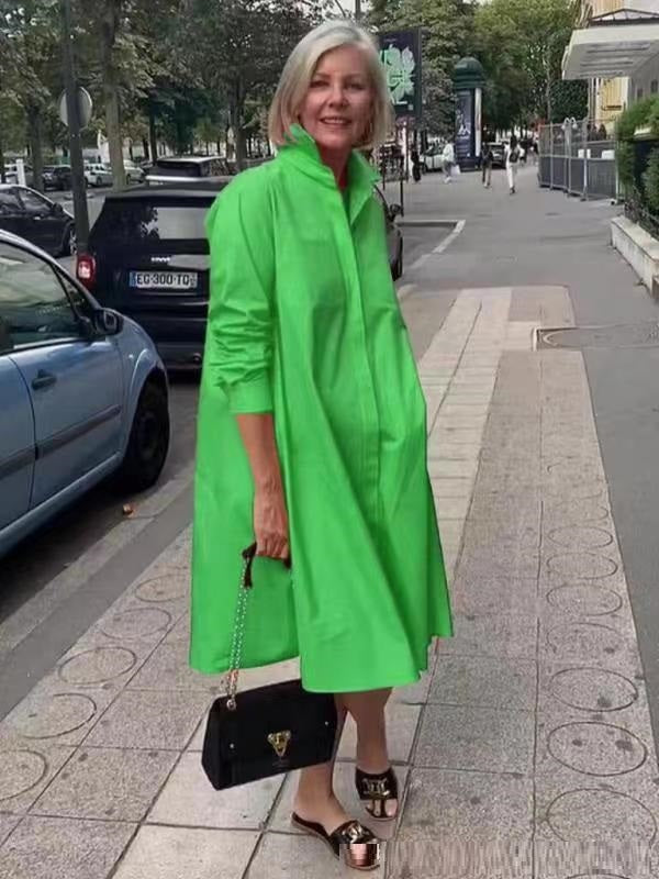 Drune | Hemdblusenkleid Mit Umlegekragen & Dreiviertelärmel