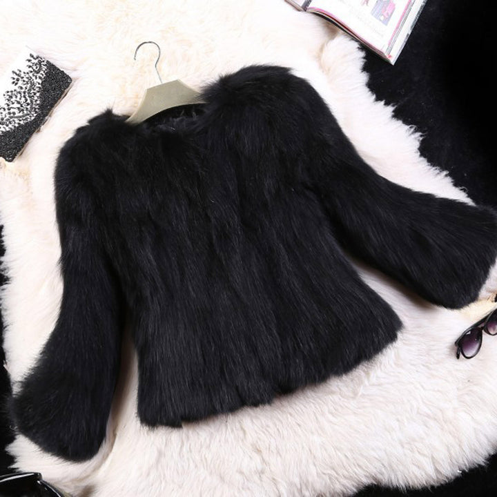 Damen modische Kurzjacke mit voluminösen Ärmeln und weichem Fell Drune