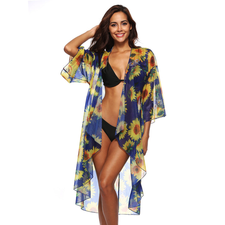 Damen luftiger Strandkimono mit floralen Mustern Drune