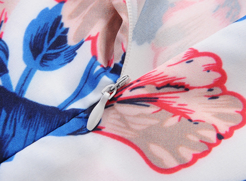 Damen Swing-Kleid mit floralen Motiven und elastischem Taillengürtel Drune