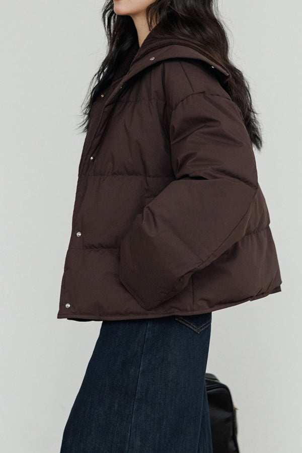 Drune | Kragen Weißer Entendaunen-Pufferjacke