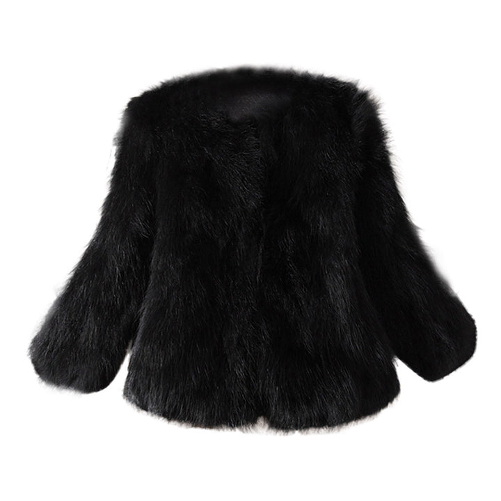 Damen modische Kurzjacke mit voluminösen Ärmeln und weichem Fell Drune