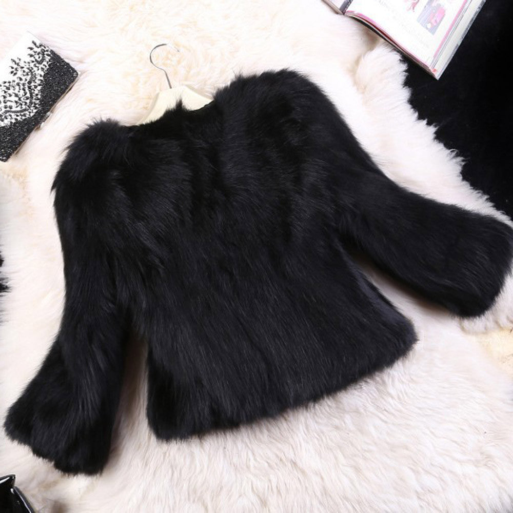 Damen modische Kurzjacke mit voluminösen Ärmeln und weichem Fell Drune