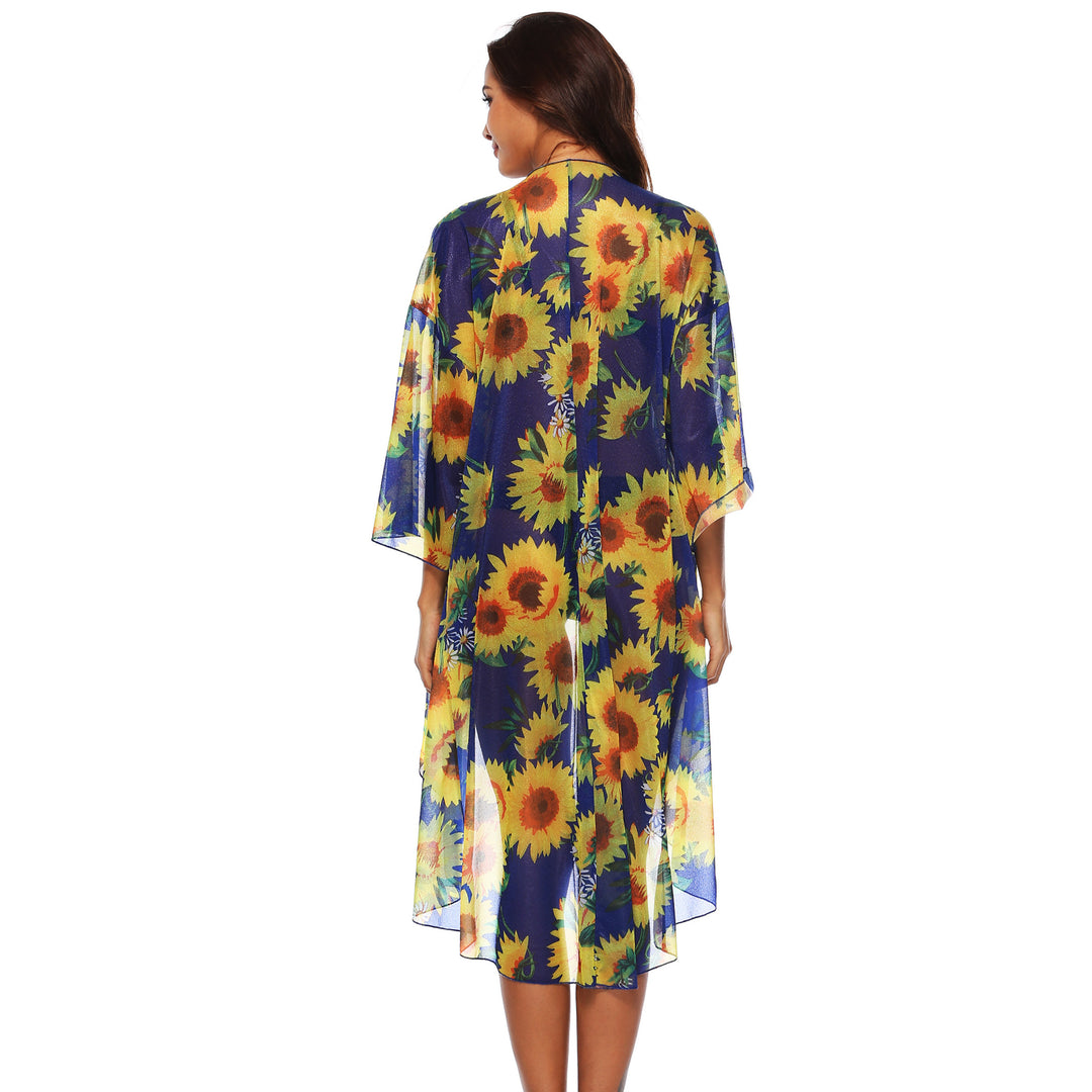 Damen luftiger Strandkimono mit floralen Mustern Drune