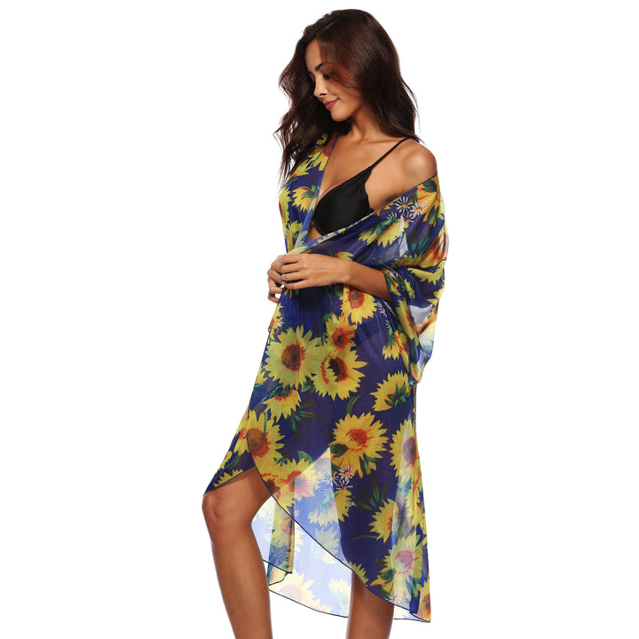 Damen luftiger Strandkimono mit floralen Mustern Drune