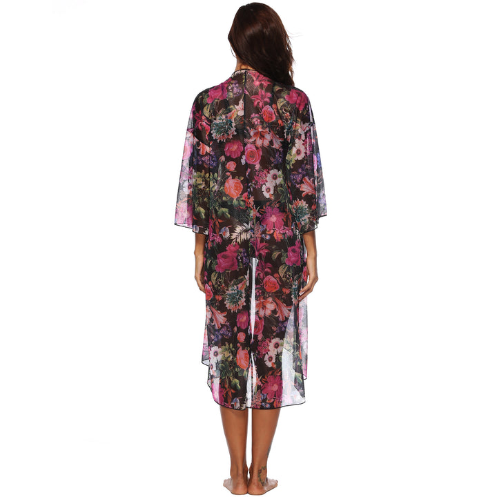 Damen luftiger Strandkimono mit floralem Design Drune