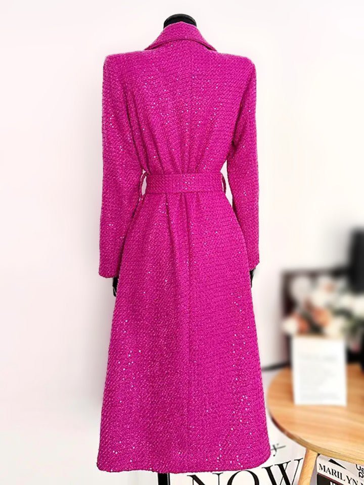 Drune | Wollmischung Mantel - Longline Design - Lebhaftes Pink - Elegante Oberbekleidung