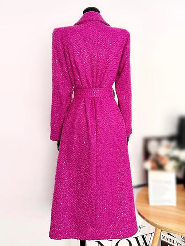 Drune | Wollmischung Mantel - Longline Design - Lebhaftes Pink - Elegante Oberbekleidung