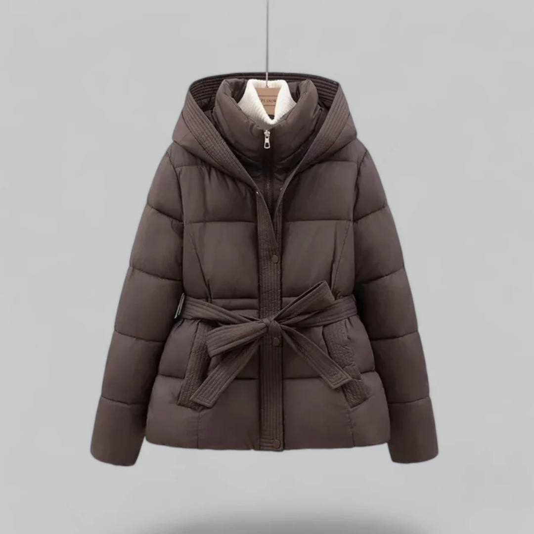 Drune | Winter Gürtel Puffer Kapuzenjacke Kurz und Warm