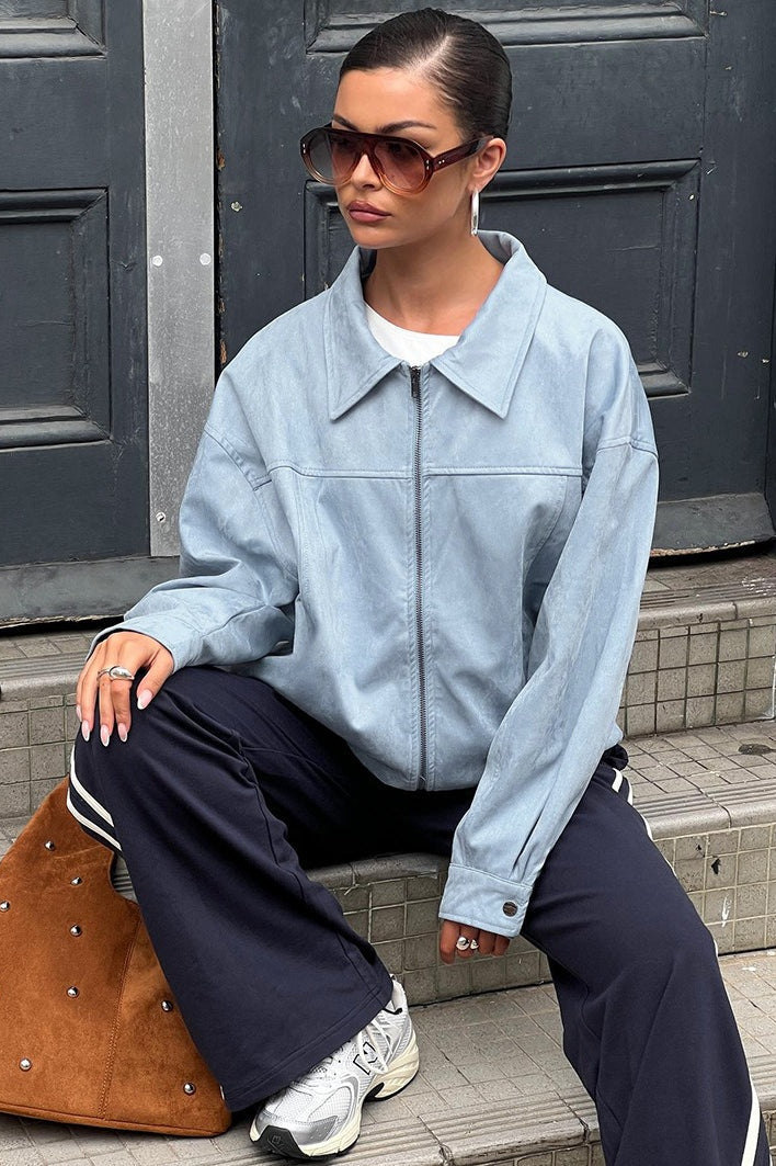 Drune | Blaue Wildlederjacke