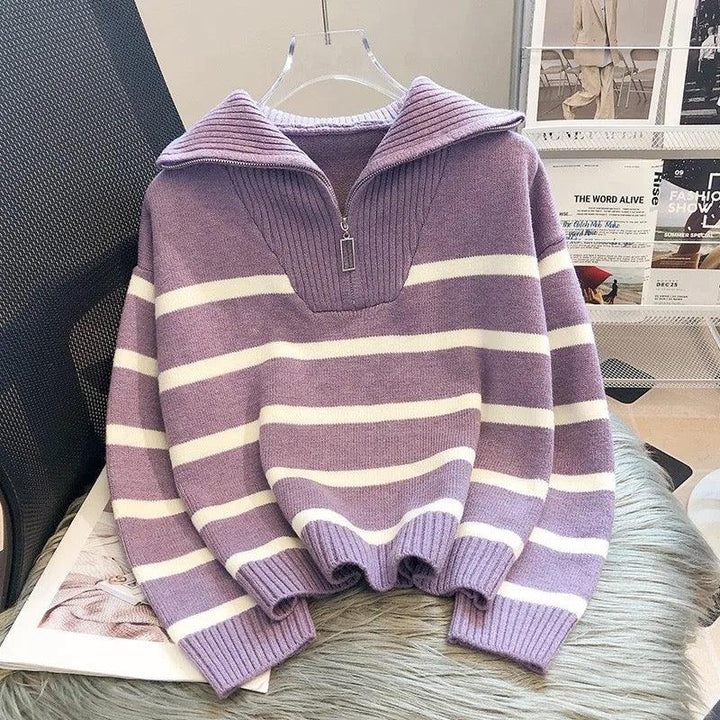 Drune | Gestreifter Statement-Pullover mit kräftigen Farbfeldern