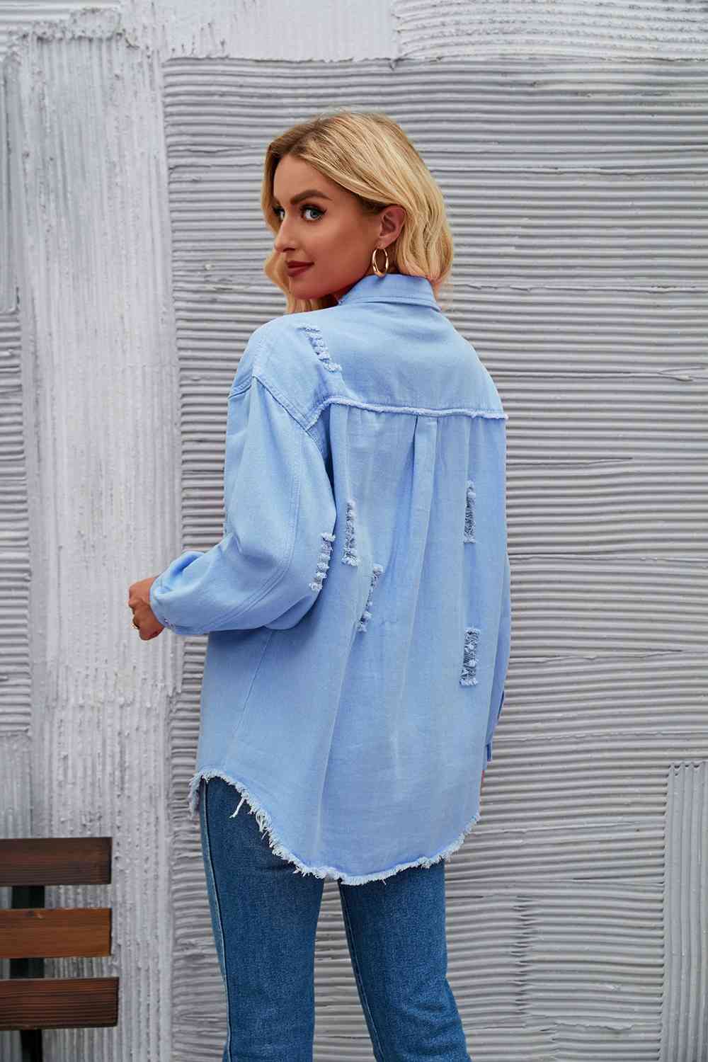 Drune | Zerrissene Rohsaum-Denimjacke