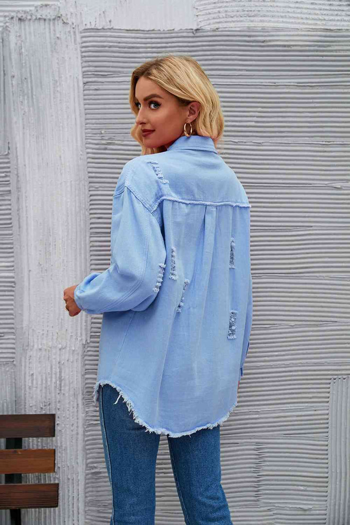 Drune | Zerrissene Rohsaum-Denimjacke