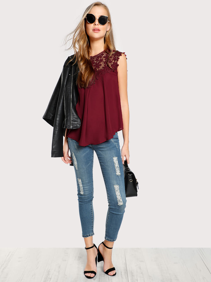 Damen Bluse mit floralen Stickereien und fließendem Schnitt Drune