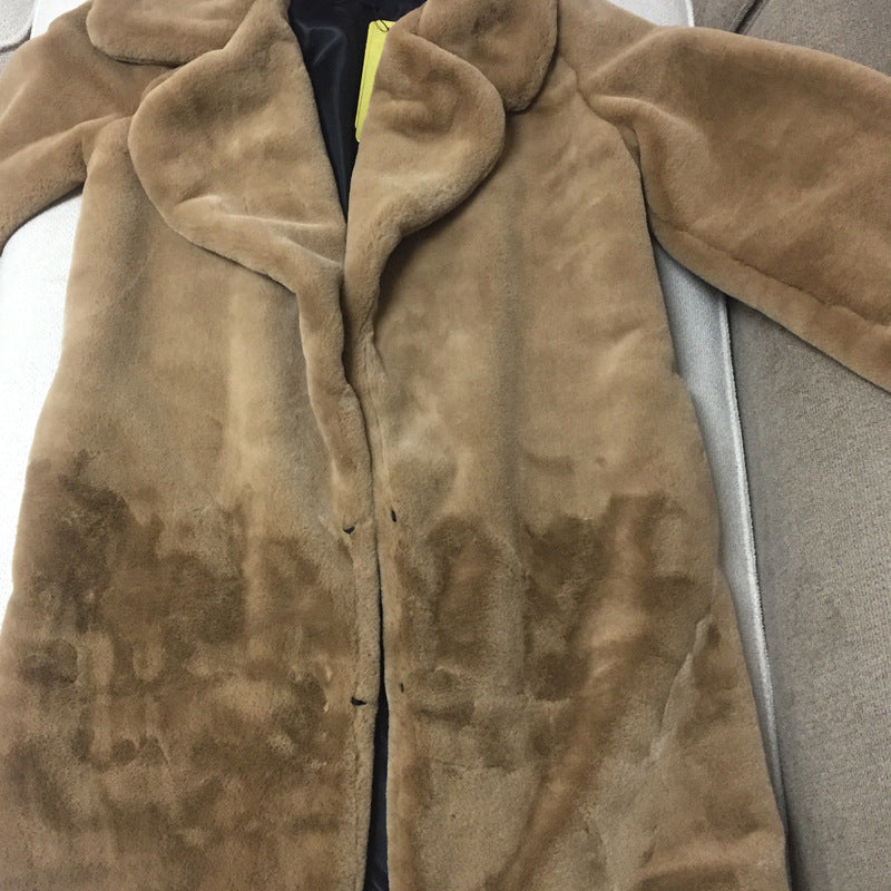Damen luxuriöser Fleece-Mantel Drune