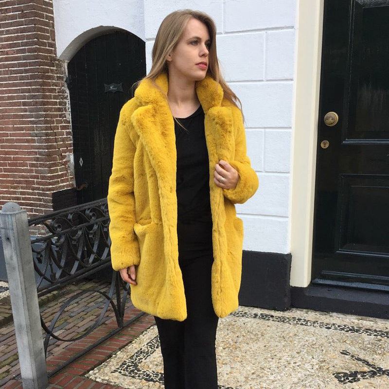 Damen luxuriöser Fleece-Mantel Drune