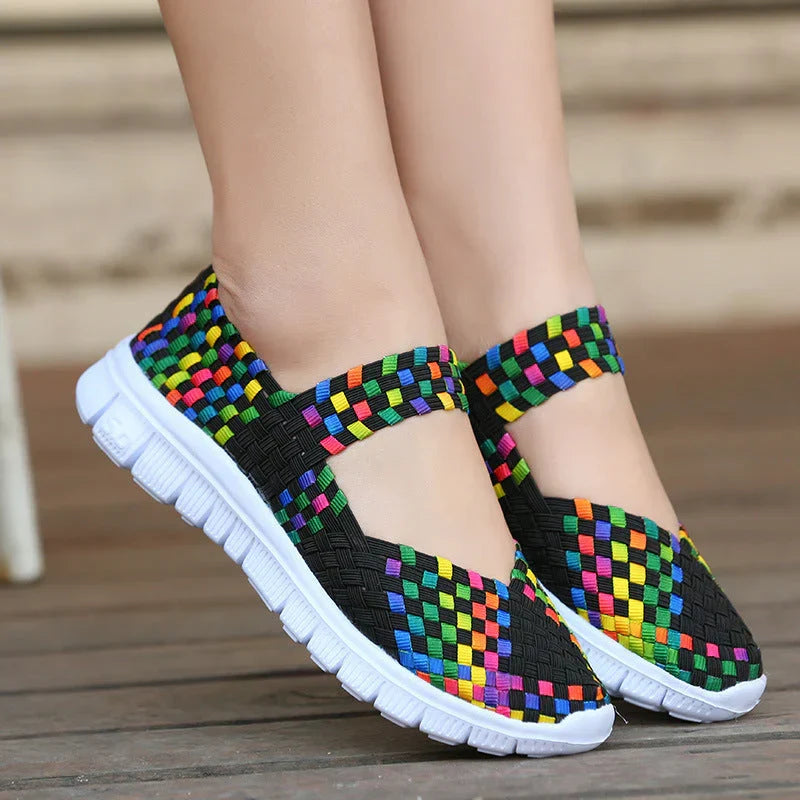 Drune elastische Band gewebt leichte flache Schuhe