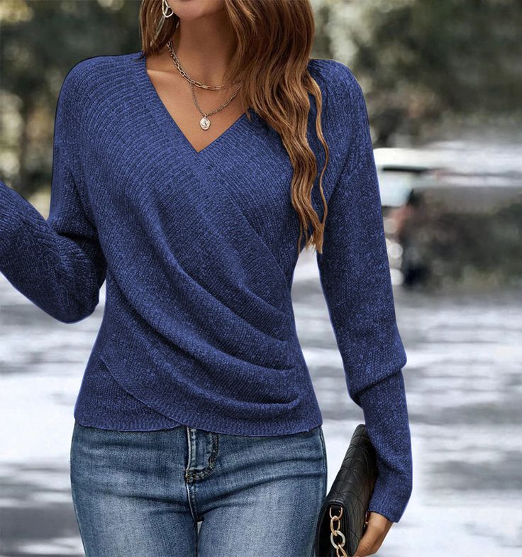 Drune | Wickelbluse Im Strickdesign Polyester-mischung Modern und Bequem