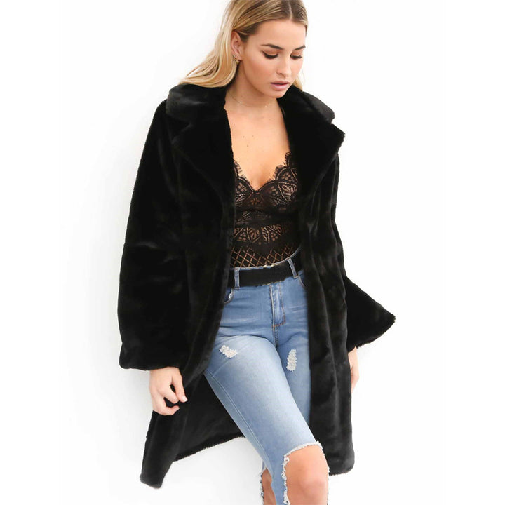 Damen luxuriöser Fleece-Mantel Drune