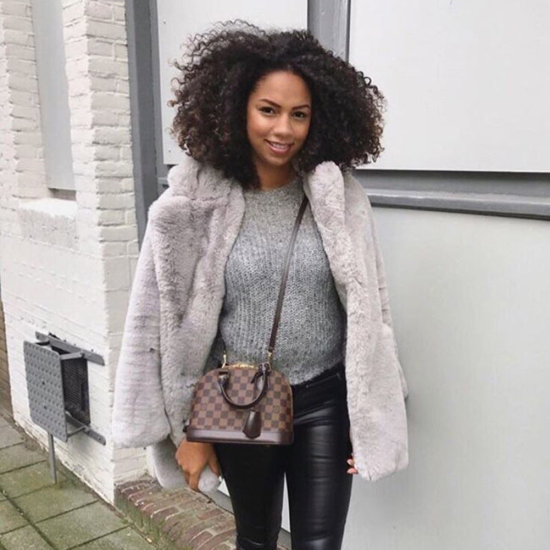 Damen luxuriöser Fleece-Mantel Drune