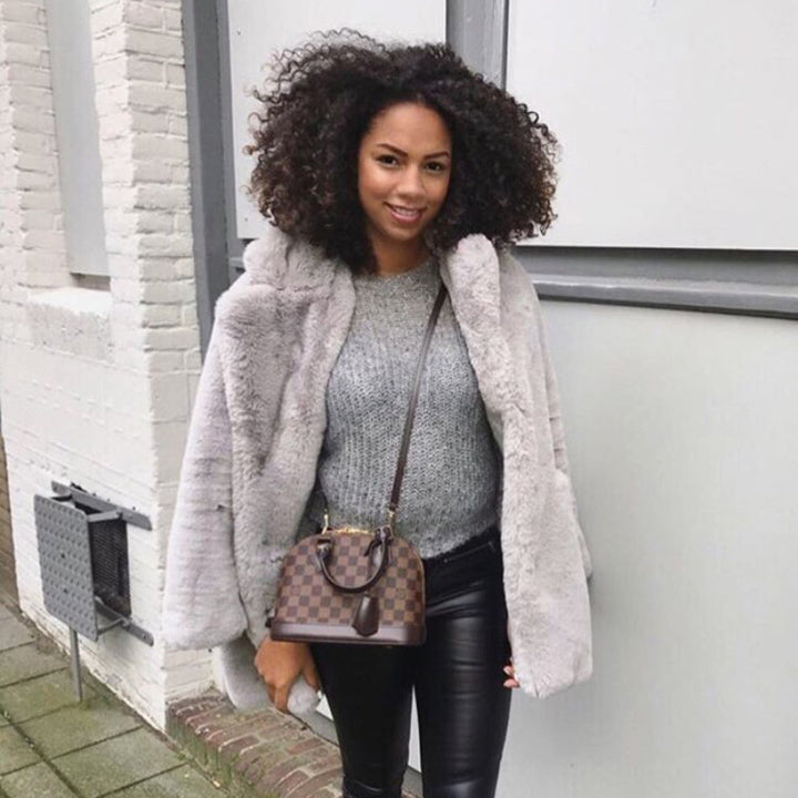 Damen luxuriöser Fleece-Mantel Drune