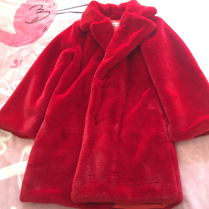 Damen luxuriöser Fleece-Mantel Drune