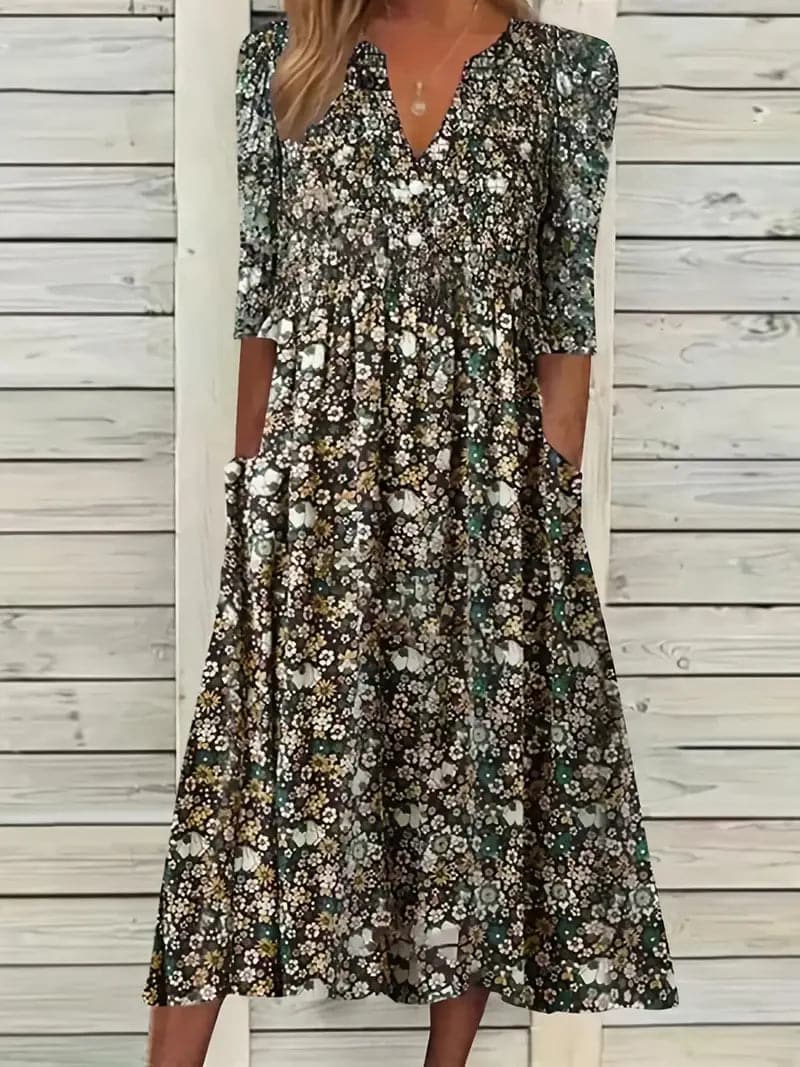 Drune | Wunderschönes Maxi-Kleid mit Falten