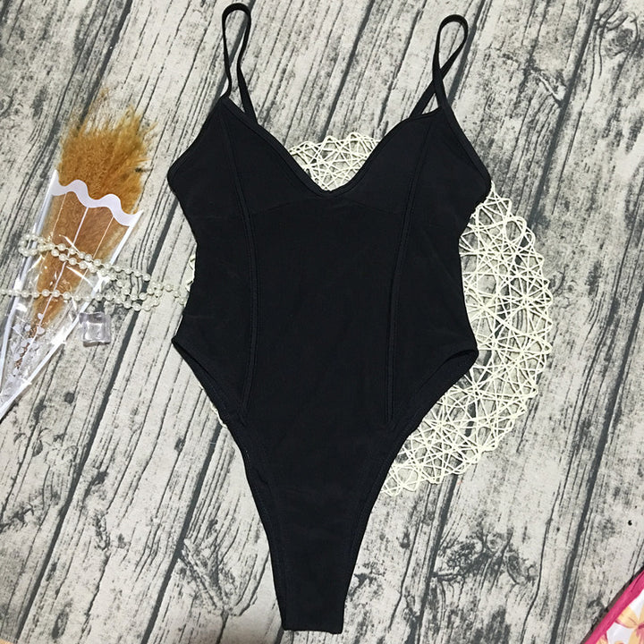 Damen Monokini mit hohem Beinausschnitt und transparentem Mesh-Design Drune