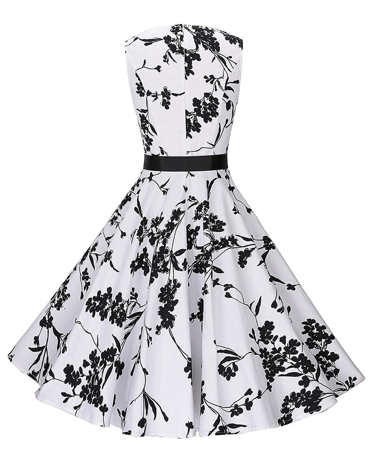 Damen Vintage Swingkleid mit floralem Muster und taillierter Silhouette Drune