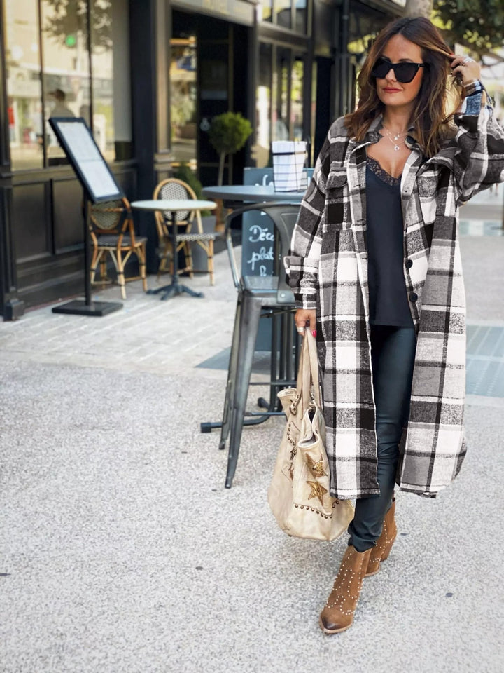 Drune | Plaid Flanell Shacket - Oversized Button-Up Mantel - Gemütlich & Trendy - Herbst & Winter Schichtung