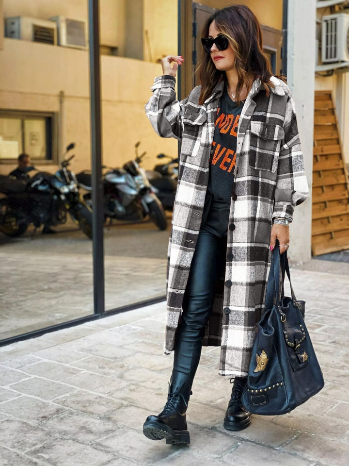Drune | Plaid Flanell Shacket - Oversized Button-Up Mantel - Gemütlich & Trendy - Herbst & Winter Schichtung