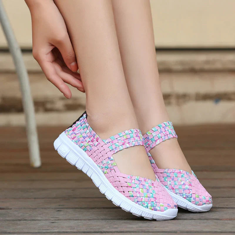 Drune elastische Band gewebt leichte flache Schuhe