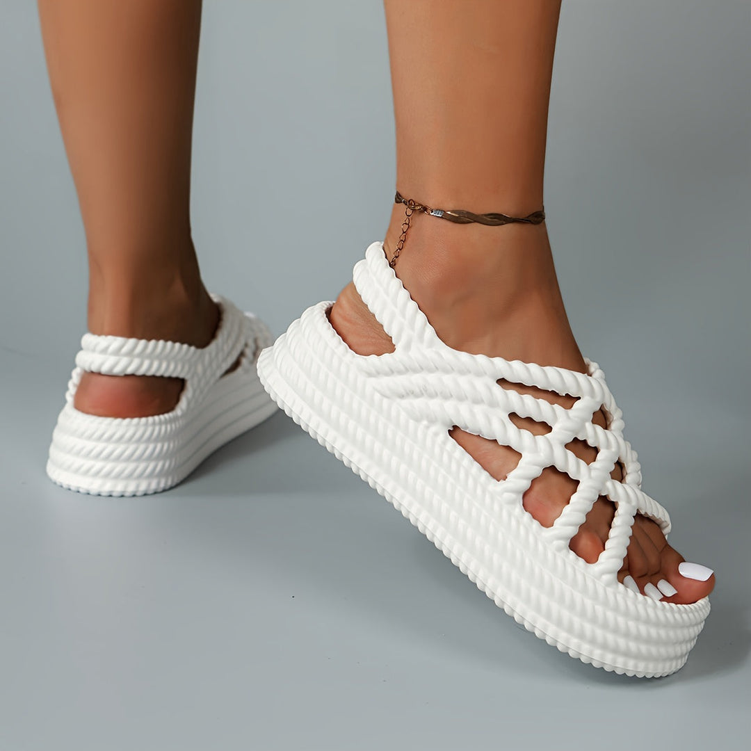 Damen Geflochtene Plateau-Sandalen