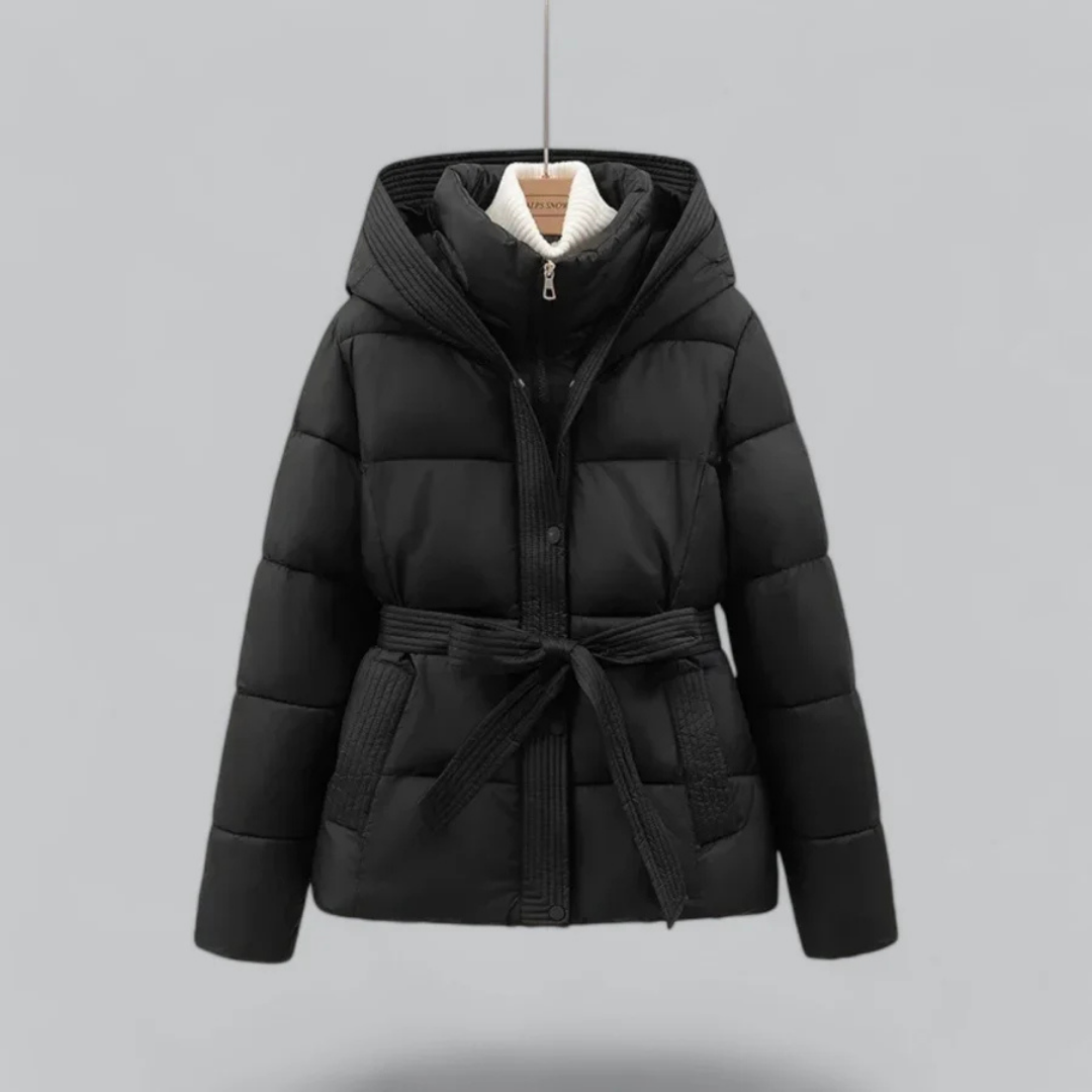Drune | Winter Gürtel Puffer Kapuzenjacke Kurz und Warm