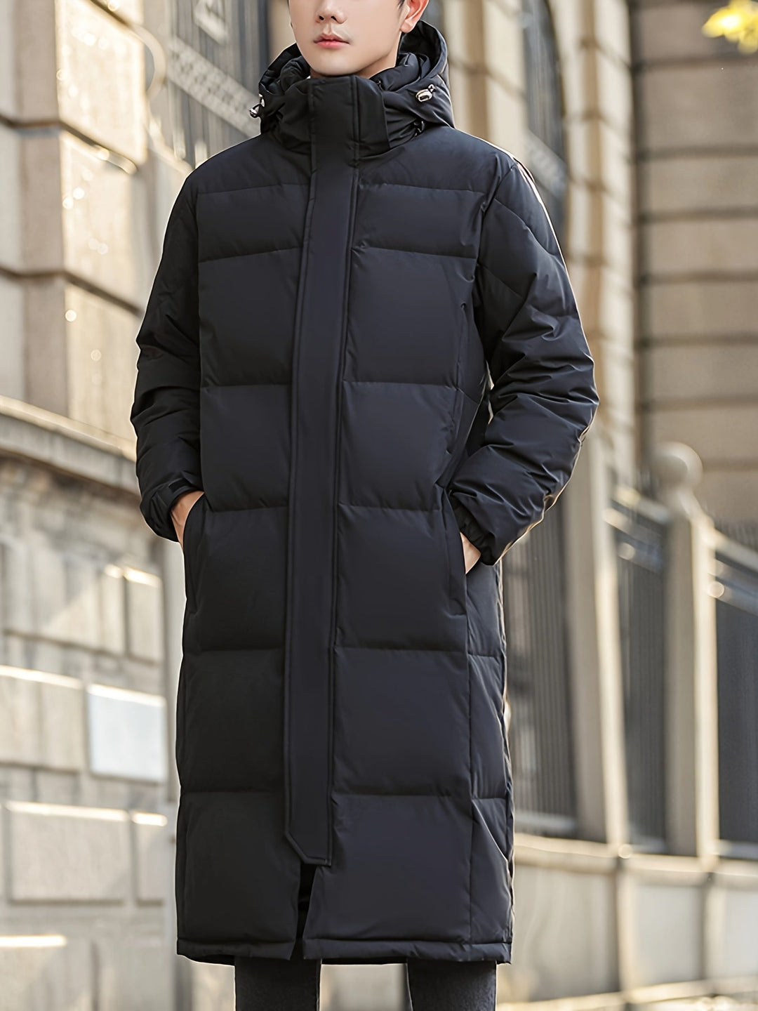 Drune |  Lange Kapuzen-Daunen-Winterjacke Für Herren - Perfekt für Outdoor-Aktivitäten