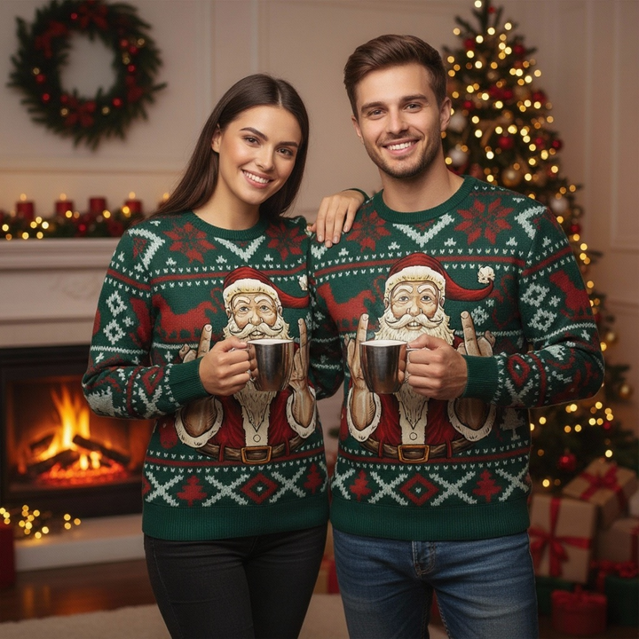 Drune | Weichester Unisex Lustiger Weihnachtsmann Weihnachts-Pullover - Hässlicher Feiertags-Party-Jumper