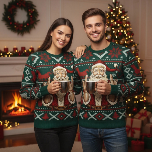 Drune | Weichester Unisex Lustiger Weihnachtsmann Weihnachts-Pullover - Hässlicher Feiertags-Party-Jumper