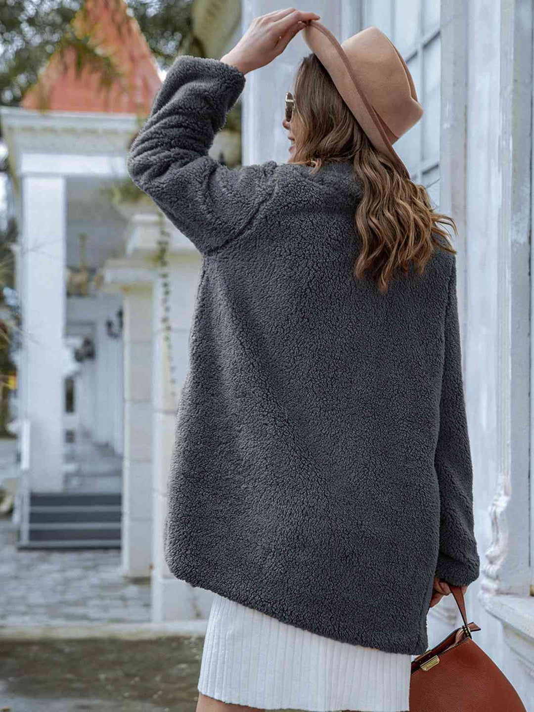 Drune | Langarm Teddy Mantel mit Taschen