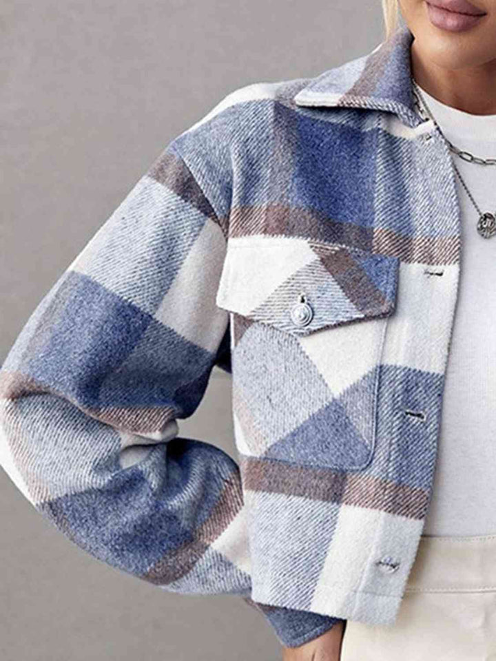 Drune | Karierte Kragenknopf Jacke