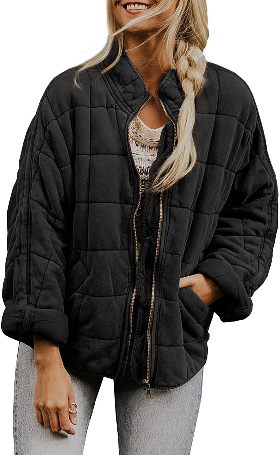 Drune | Warm Plaid-Jacke mit Taschen für Frauen